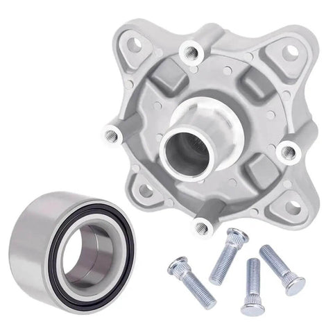 Heavy Duty Rear Wheel Hub Bearing Stud Service Kit Perfect Fit For Polaris RZR ACE ETX Models 400 450 500 550 570 700 800 2 4 14mm Fast Install. silver hub, bearing, and studs