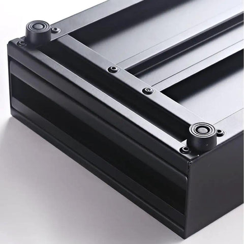 Side view of black Espresso Knock Box Drawer For Coffee Grounds Storage And Dump Slide Out Bin for home and cafe use