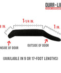 Premium EPDM Rubber Garage Door Bottom Weather Seal For 16 Foot Wide Doors dimensions with measurements and design details