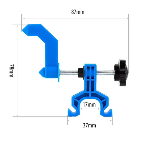 Dimensions of Portable Bicycle Wheel Truing Stand On The Go for front and rear wheels in blue ABS