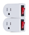 Grounded Power Outlet Switch With On Off Button For Lamps And Appliances, 3 Prong Electrical Plug With Red LED Indicator, ETL Listed, Pack Of 2