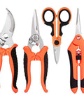 4 Pack Garden Pruning Shears Set With Stainless Steel Blades And Comfort PP TPR Handles, Includes Curved Blade Snips, Serrated Blade Garden Cutters, And Straight Tip Plant Scissors For Easy Flower And Leaf Pruning Pro Style