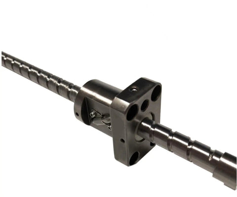 Pro Grade 12mm Ball Screw Kit With 10mm Pitch For CNC Machines, close-up of RM1210 SFUR1210 with nut housing and end supports.