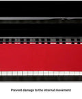 Red 88-Key Piano Keyboard Dust Cover Made From Soft Felt Fabric 125x15cm positioned on piano keys to protect against dust and scratches