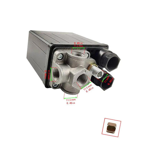 Four Port Air Compressor Pressure Switch Control Valve For Auto Regulation 90 To 120 PSI 110 To 240V metal view