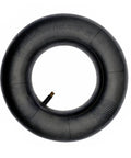 Replacement Inner Tube For 3.50/4.00-6 Inch Tires With TR13 Straight Valve, black rubber material, circular shape.