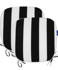 Outdoor Chair Cushions Set Of 2 17 By 16 Inch With Ties Water Resistant All Weather U Shape Seat Pads For Patio Garden Balcony Indoors Or Outdoors Fade Resistant Black Stripe