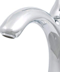 Close-up of Forte Centerset Bathroom Faucet With Two Handles And Pop Up Drain No Fuss Easy Install Preinstalled Flexible Supply Lines 1.2 GPM