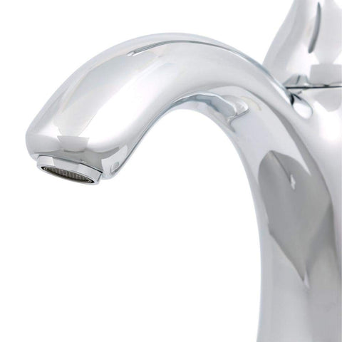 Close-up of Forte Centerset Bathroom Faucet With Two Handles And Pop Up Drain No Fuss Easy Install Preinstalled Flexible Supply Lines 1.2 GPM