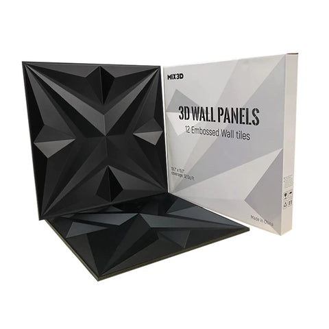 Dope 3D Star Textured PVC Wall Panels White Decor Tiles Pack of 12, 19.7 x 19.7 Inches Each shown with packaging box