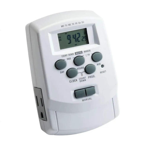 Digital Timer With Daylight Savings And Battery Backup For Lighting Transformers 120V White Finish Easy Setup Compatible With Professional And Plus Series Compact 2 Inch Wide By 4.5 Inch High By 2.75 Inch Long