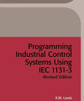Front view of a red book cover: Programming Industrial Control Systems IEC 1131-3, Revised Edition by R.W. Lewis; IET.