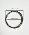 Stainless Steel O Rings 2.7 Inch Welded Closed Seamless Ring 5 Pack Heavy Duty 5mm Wire, top view with dimensions