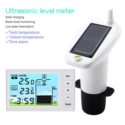 Ultrasonic Water Level Monitor For Tanks With High Low Alarm, Solar Powered Water Level Sensor, Liquid Level Indicator Gauge