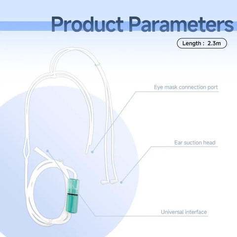 Hydrogen Eye Mask 2 In 1 For Eye Fatigue Relief And Inhalation Goggles with 2.3m length, eye mask connection port, and ear suction head.