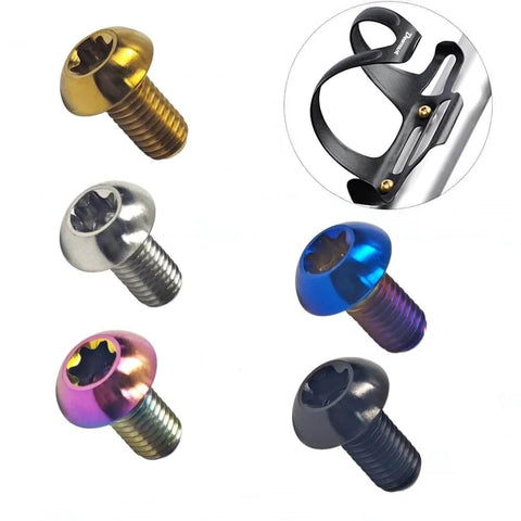 Set Of 4 Titanium M5 X 12mm Water Bottle Cage Bolts For MTB Bikes Colorful 6Al4V Grade 5 Titanium Alloy Button Torx T25 Drive