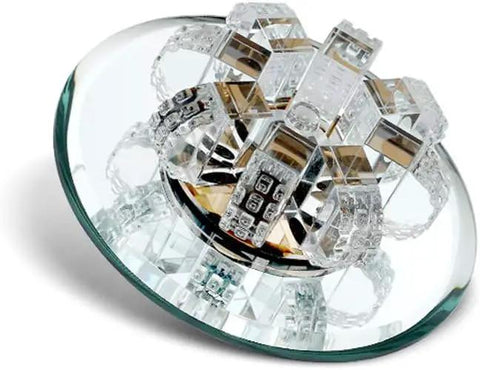 iumLeap Recessed Lighting Housing Trim Kits Crystal Glass Ceiling Downlight Aisle Spotlight with decorative reflective surface.