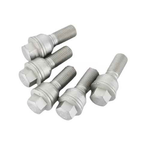 Heavy Duty Lug Wheel Studs Kit For Audi S8 4.0 And SQ5 SQ7 Models 2012-2022, Premium Steel Replacement Bolts Ensure Rock Solid Grip And Ultimate Safety On The Road. five silver lug bolts