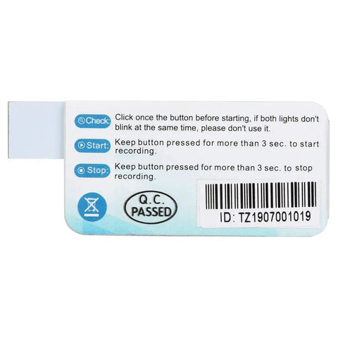 Disposable Single Use Temperature Data Logger With Usb Cable Offers Dead Reliable Cold Chain Tracking And Smooth Pdf Downloads For Food Drug Chemical Shipping Without Any Mess Or Hassle, instruction labels on device.
