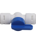 5 Piece 3/8 Inch Quick Connect Shut Off Ball Valve Push Fit Polypropylene Connector For Water Filter Lines with blue lever.