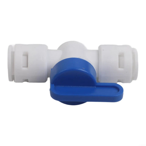 5 Piece 3/8 Inch Quick Connect Shut Off Ball Valve Push Fit Polypropylene Connector For Water Filter Lines with blue lever.