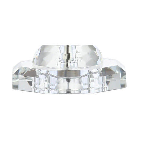Base of Clear Crystal LED Table Lamp 24.5 Inches With White Linen Drum Shade, Dope Hollywood Regency Modern Glam Candlestick Lamp