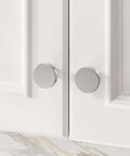 100 Pack Brushed Nickel Cabinet Knobs Round Aluminum Alloy Kitchen Drawer Knobs Silver Hardware on white cabinet doors