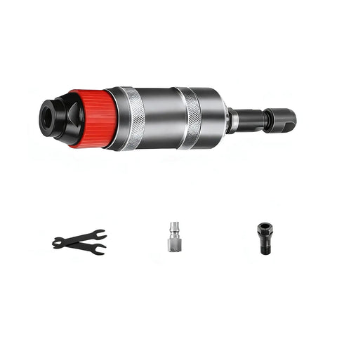 Pro Level Pneumatic Air Die Grinder Featuring Grippy Ergonomic Handle And Standard Quarter Inch Shank Delivers Kickin 24000Rpm view of grinder and accessories
