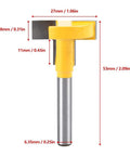 Premium T Slot Router Bit With 1 4 Inch Shank Made From Durable Cemented Carbide showing dimensions for precise woodworking.