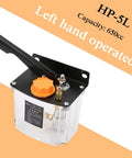 Hand Lubrication Pump 650cc Left Hand Operated Manual Grease Lubricator Pump with visible reservoir and handle