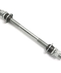 Rear Bicycle Hub Axle 185mm Long 3/8 Inch Diameter Silver Finish Fits Multi Speed Sets Durable Steel With Smooth Threads Burr Free Ends
