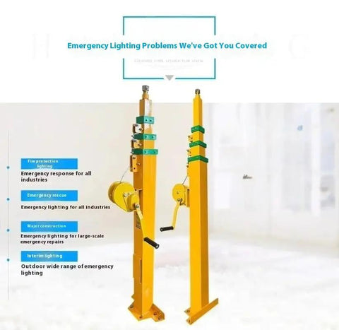Heavy Duty Portable Hand Lift Telescopic Pole Mast With Slick Electric Hydraulic Pump And Straight Up Easy Manual Winch Backup For No Sweat Outdoor Jobs Up To Four Meters Tall, showcasing the structure and manual winch component.