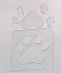 No Sweat Paw Print Router Template Crafted From Durable Clear Acrylic For Hella Easy Wood Inlays Charcuterie Boards Custom Signs And Quick Renovations Today on white background.