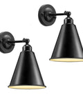 Two Pack Industrial Vintage Modern Matte Black Wall Sconces With Adjustable Swing Arm 180 Degree Tilt Antique Farmhouse Style Indoor Lighting