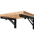 Heavy Duty Metal Shelf Brackets For Wall Mounted Folding Shelves Collapsible Stainless Steel Supports DIY Home Setup Built Like A Tank To Hold A Ton 400X175Mm black brackets supporting a wooden shelf.