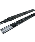 Beefy Heavy Duty Telescopic Drawer Slides 22 Inch Full Extension Hydraulic Ball Bearing Soft Close, black 27mm width, top view.