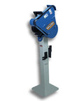 2 By 48 Inch Three Wheel Belt Grinder Cranks Out 3600 FPM To Polish Metal And Wood Like A Champ on a sturdy stand.