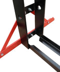 Close-up of the steel frame of the Heavy Duty 30 Ton Air Hydraulic Shop Press With Rock Solid Adjustable Carriage.