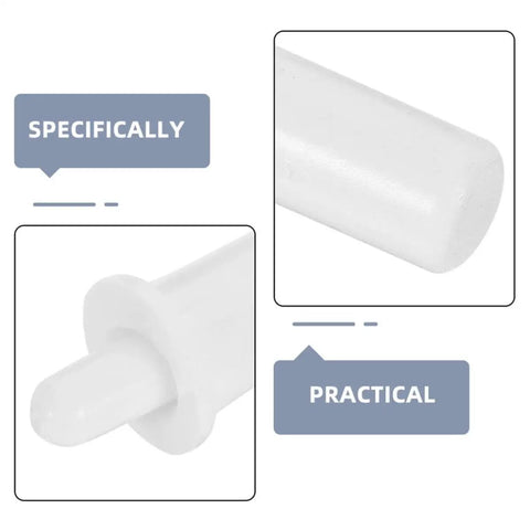Spring Loaded Shutter Pins Repair Kit, 80 Pcs White Plastic Replacement Clips For Window Shutters, Cabinets And Doors, Easy Install, Durable Fasteners For Home, Office, And Shop close-up of white plastic pin