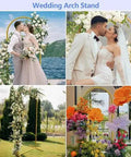 Wedding arch display with a six-foot arch backdrop stand for balloons and garlands, sturdy metal wedding frame, gold finish for events.