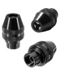 Lock Tight 3 Pack Keyless Chuck Set Smooth Quick Release Jaw Rotary Grinders heavy duty drill collet shown from multiple angles.