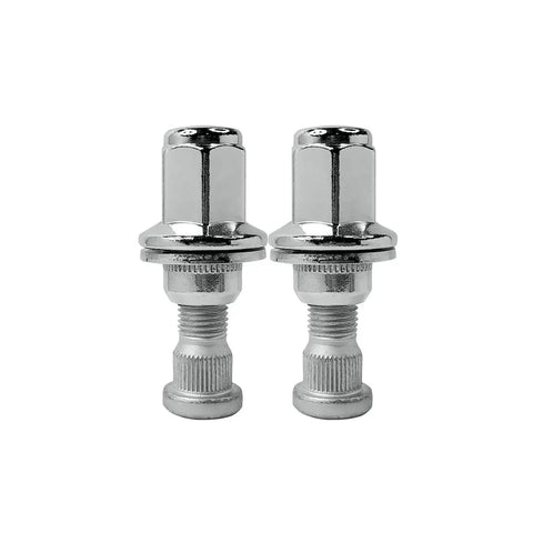 Chrome Wheel Lug Nut Kit M14x1.5 for Toyota Land Cruiser Sequoia Tundra and Lexus SUVs, close-up of two lug studs