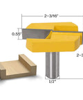 Beefy Spoilboard Surfacing Router Bit With Half Inch Shank Two And A Quarter Inch Diameter For Slab Flattening And Mortising