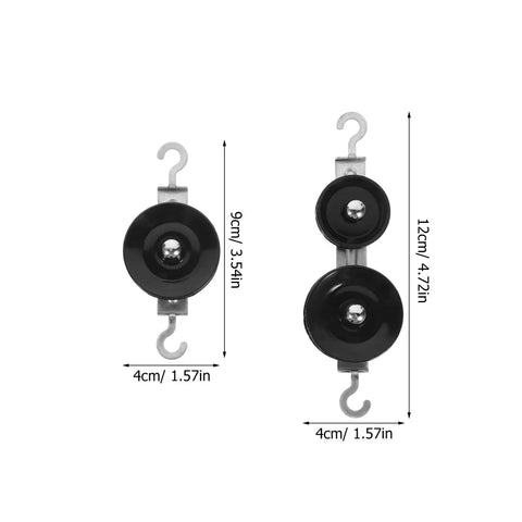 Hands On Ten Piece Mechanics Pulley Block Set With Heavy Duty Metal Fixed And Movable Pulleys Ropes Hooks Transparent Storage Case STEM Physics Lab Kit For Teaching Simple Machines In Classrooms Or Home Labs, 4cm black pulley