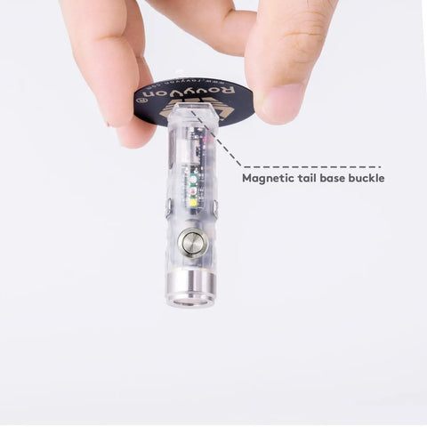 Aurora A8 G4 Keychain Flashlight USB C Rechargeable 5000K High CRI 420 Lumens EDC Pocket Buddy in hand showing size