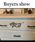 8 Pack Black Twig Branch Cabinet Knobs and Rustic Drawer Pulls Set installed on dresser