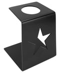 Premium Solid Iron Pour Over Coffee Dripper Station with Heavy Duty Filter Holder and Sturdy Base side view showing star cutout.