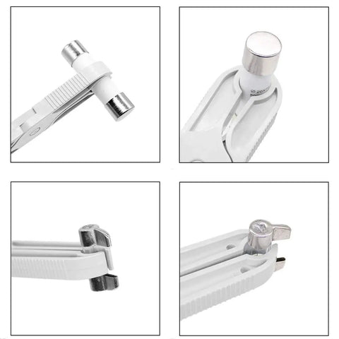 Heavy Duty Vantronik Fuse Puller Tool For Large Cylindrical Fuses And Bulbs Easy Grip Extractor Wrench close-up of white tool grip and ends.