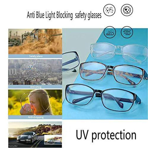 Unisex Blue Light Safety Glasses With Readers 0 To 4 Diopters, Anti Blue Light Goggles With Clear Lenses, UV protection display
