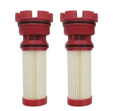Two red fuel filters for 75-250 HP outboard motors applications 35 8M0122423 35 8M0020349 8M0060041 replacement fits Optimax Verado Sierra engines